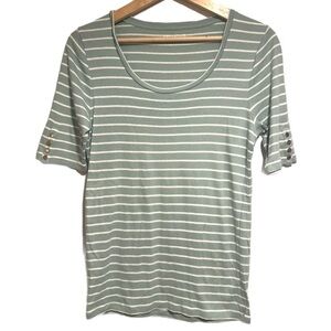 Ann Taylor Striped Green Women's Top